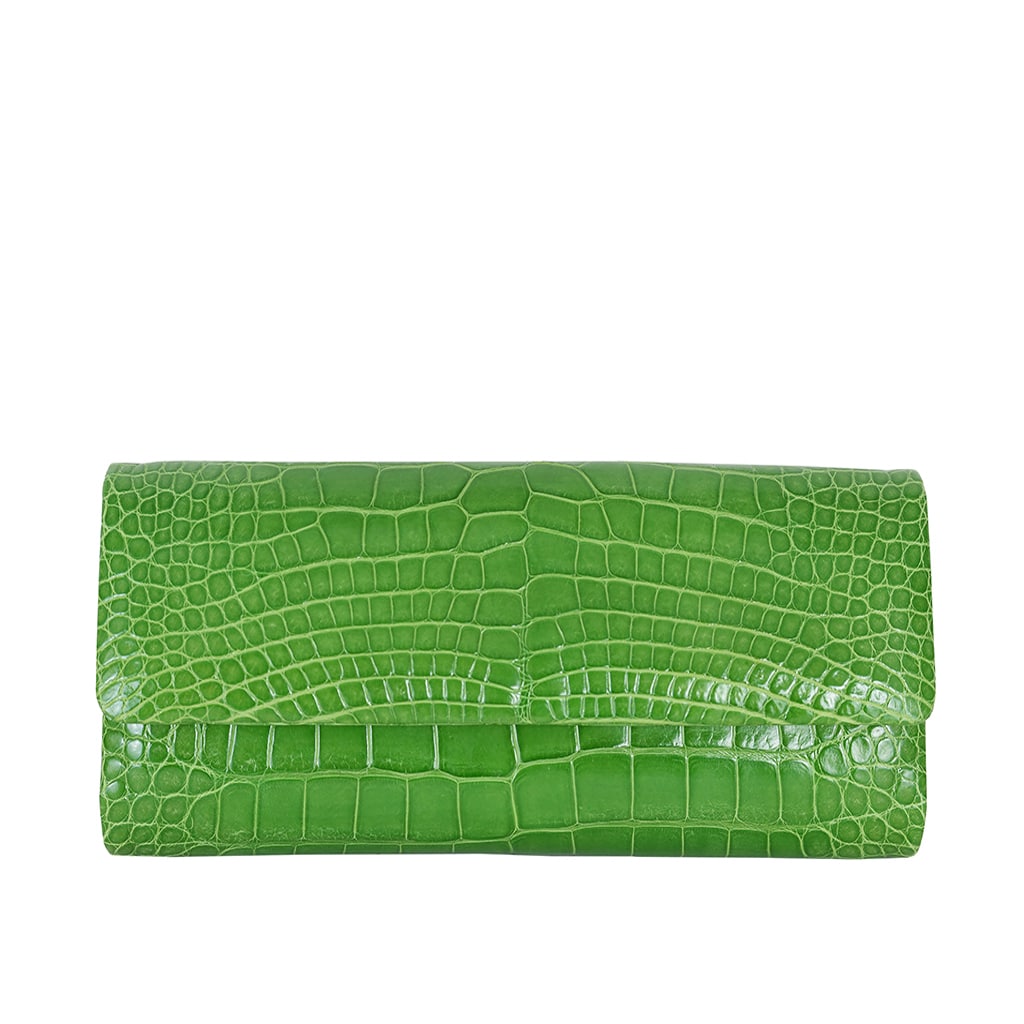 Ginger Lime Alligator Clutch – Cecy Handbags