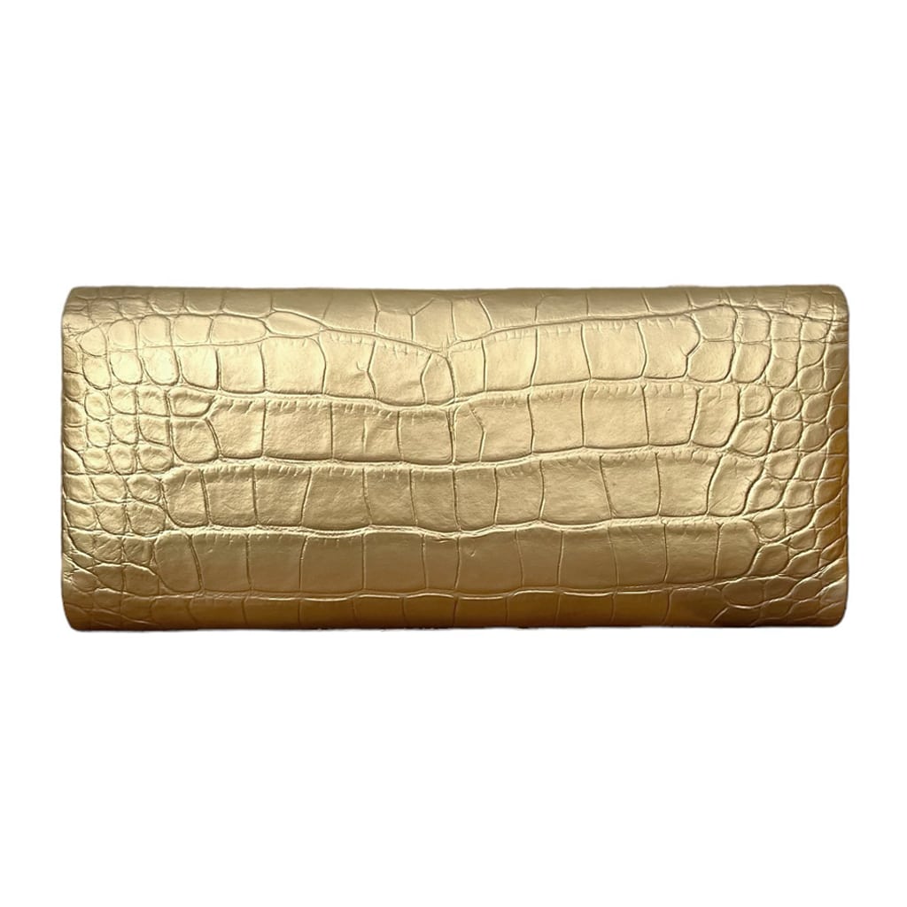 Ginger Metallic Gold Alligator Clutch – Cecy Handbags